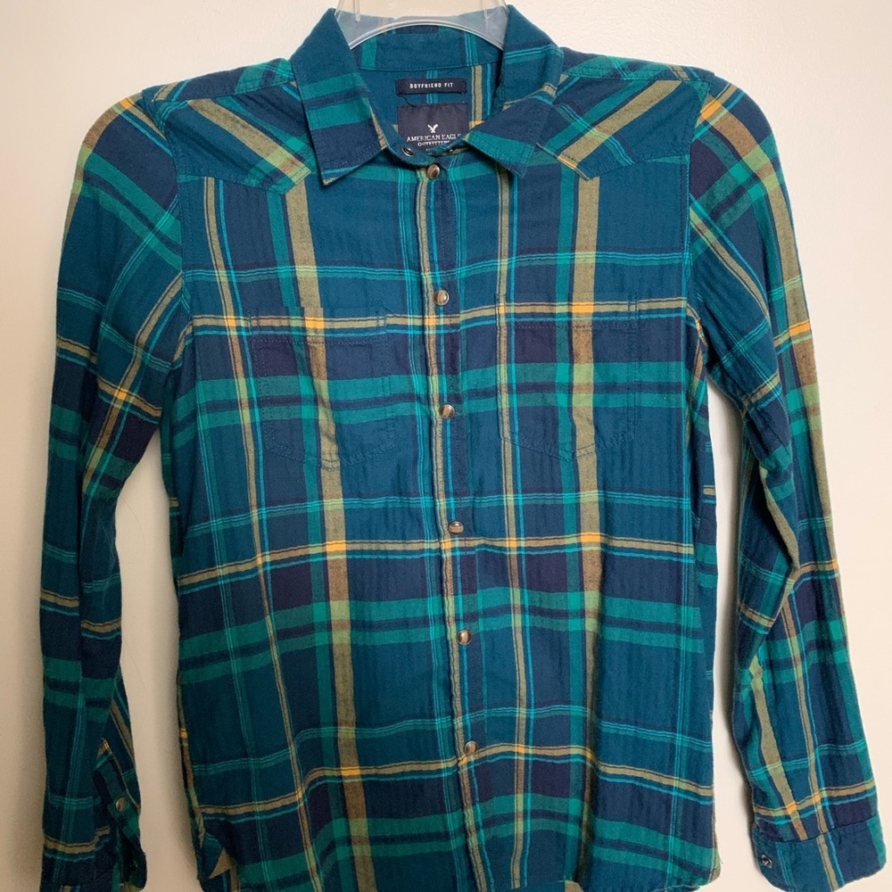 Long Sleeve “Boyfriend Fit” Flannel Shirt